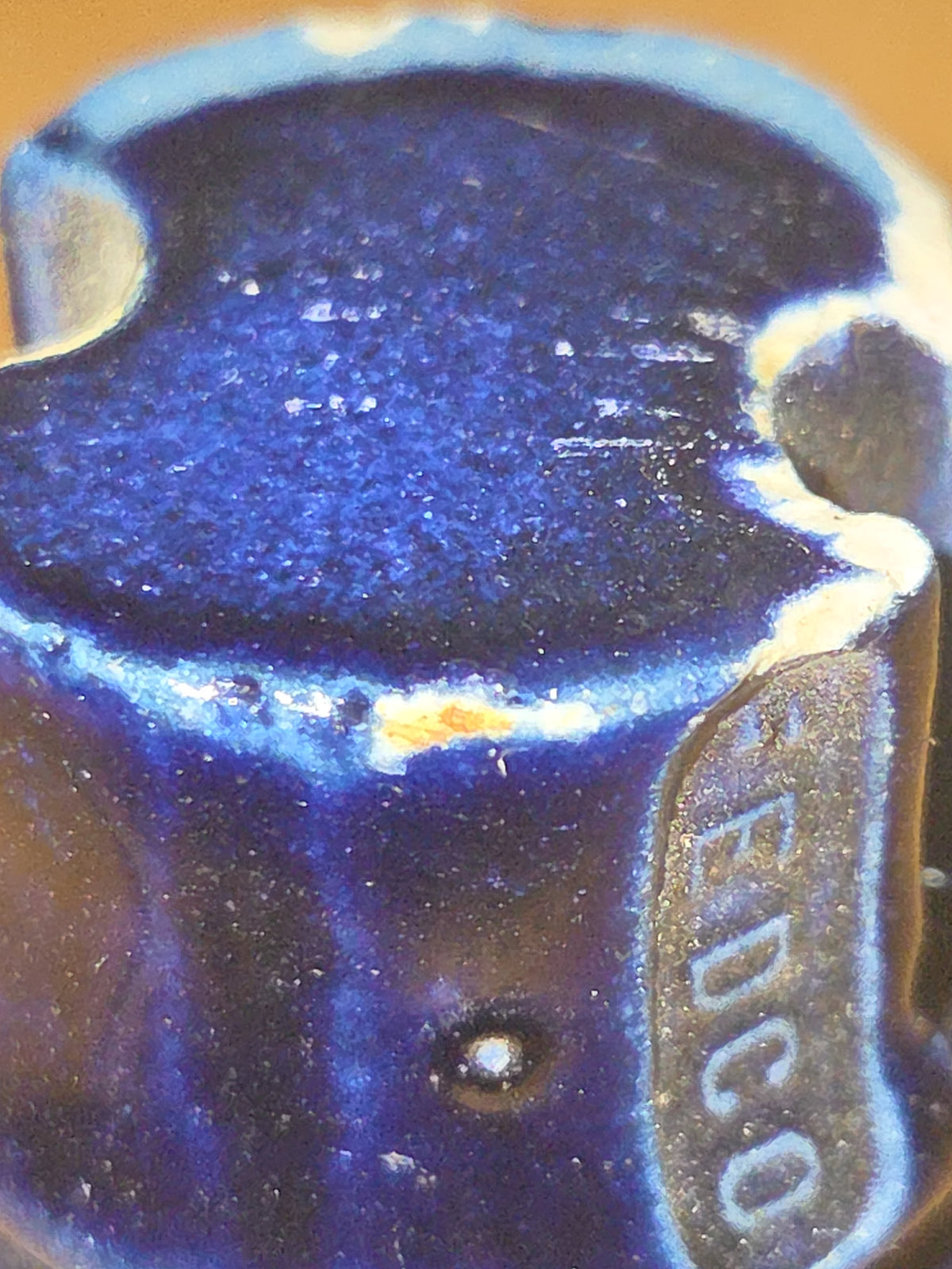 Vintage Fedco Insulator Cobalt Blue For Electrical wiring in homes around 1900 AS IS has Chips in09