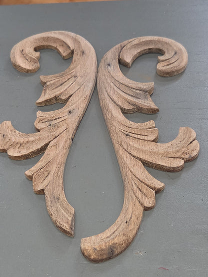 Antique Wooden Furniture Applique Set of 2 AS IS ws7