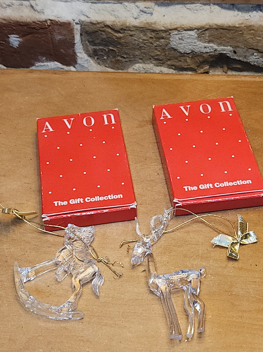 Vintage Avon Images Of Christmas Ornaments Rocking Horse and Reindeer àv61 AS IS