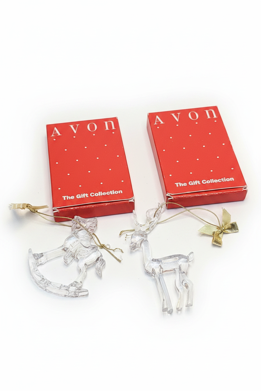 Vintage Avon Images Of Christmas Ornaments Rocking Horse and Reindeer àv61 AS IS CLEARANCE