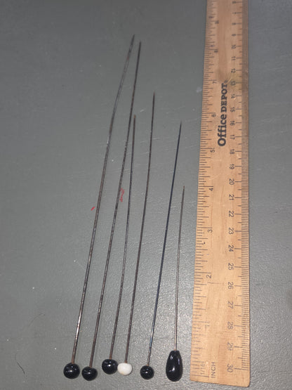 Vintage Hat Pins Black and White Set of 6 vhp1