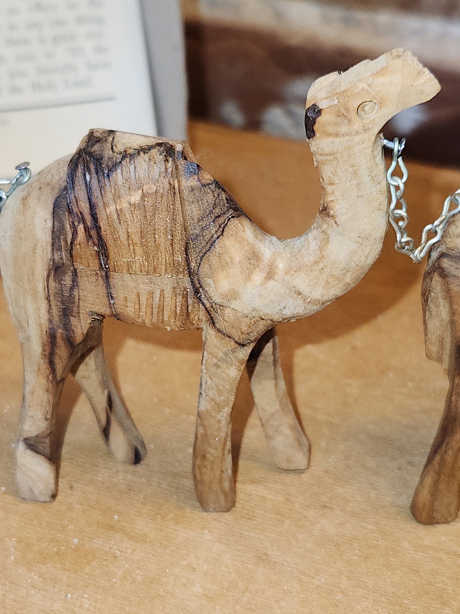 Vintage Olive Wood Hand Carved Camel Donkey Caravan nat6