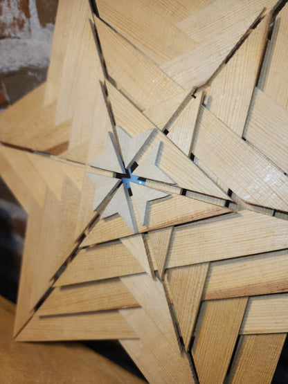 Vintage Wooden Hanging Lighted Star Wall Hanging Wall Decor Night Light nl76
