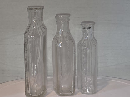 Vintage Glass Medicine Bottles Clear Embossed 3ii and 3 iv Set of 3 bottles Owens Early 1920s vmb65