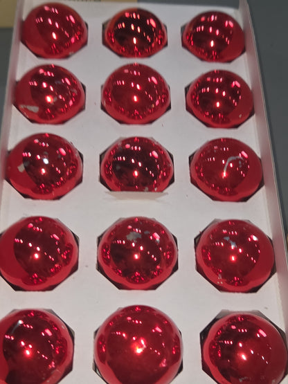 Vintage Pyramid Rauch Glass Ornaments Red 1 3/4" ornaments 2 Boxes 30 Ornaments AS IS Scratched bo87