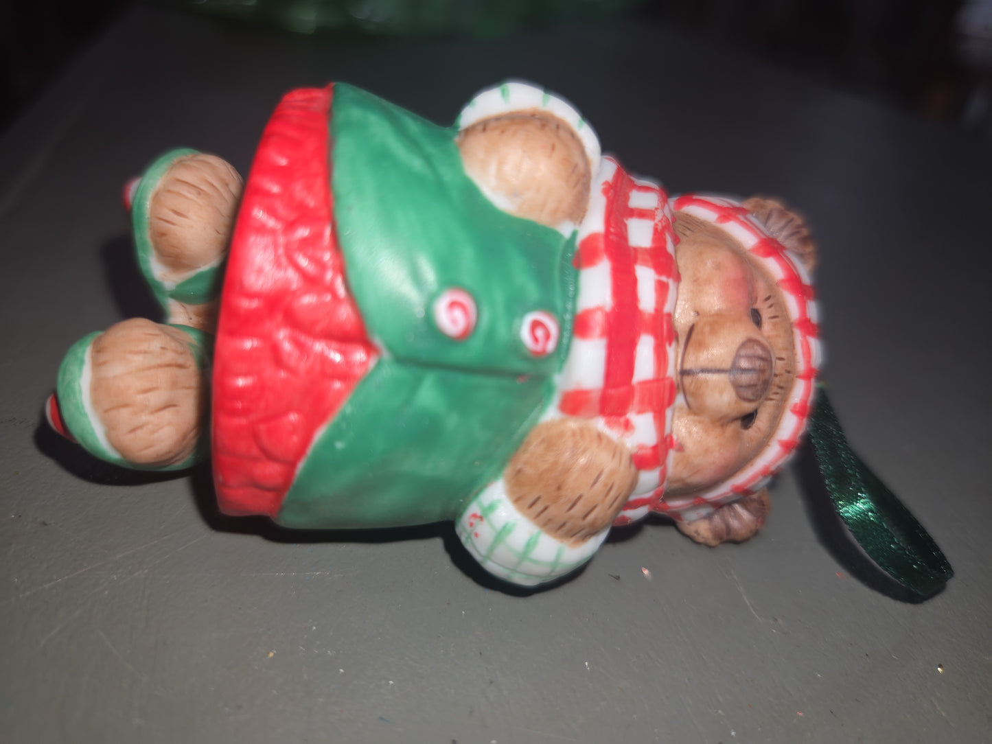 Vintage Hallmark Keepsake Ornaments Porcelain Skating Sugar Bear Bell and Snuggly Sugar Bear Bell  Dangling Feet 2001 NO BOXES ho007
