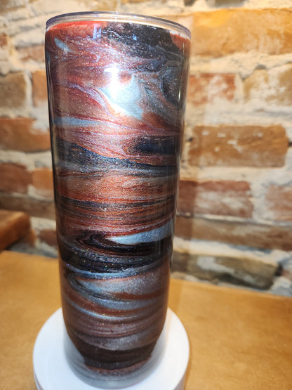 20 ounce stainless steel, Insulated, alcohol ink art Tumbler blue, red silver brown AS IS CLEARANCE ai11