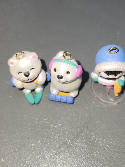 Vintage Avon Wee Winter Friends Ornaments Polar Bear, Seal, Eskimo Set of 3 Ornaments CLEARANCE