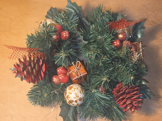 Vintage Christmas Candle Ring Centerpiece Gift Pinecones Ornament Berries CR7