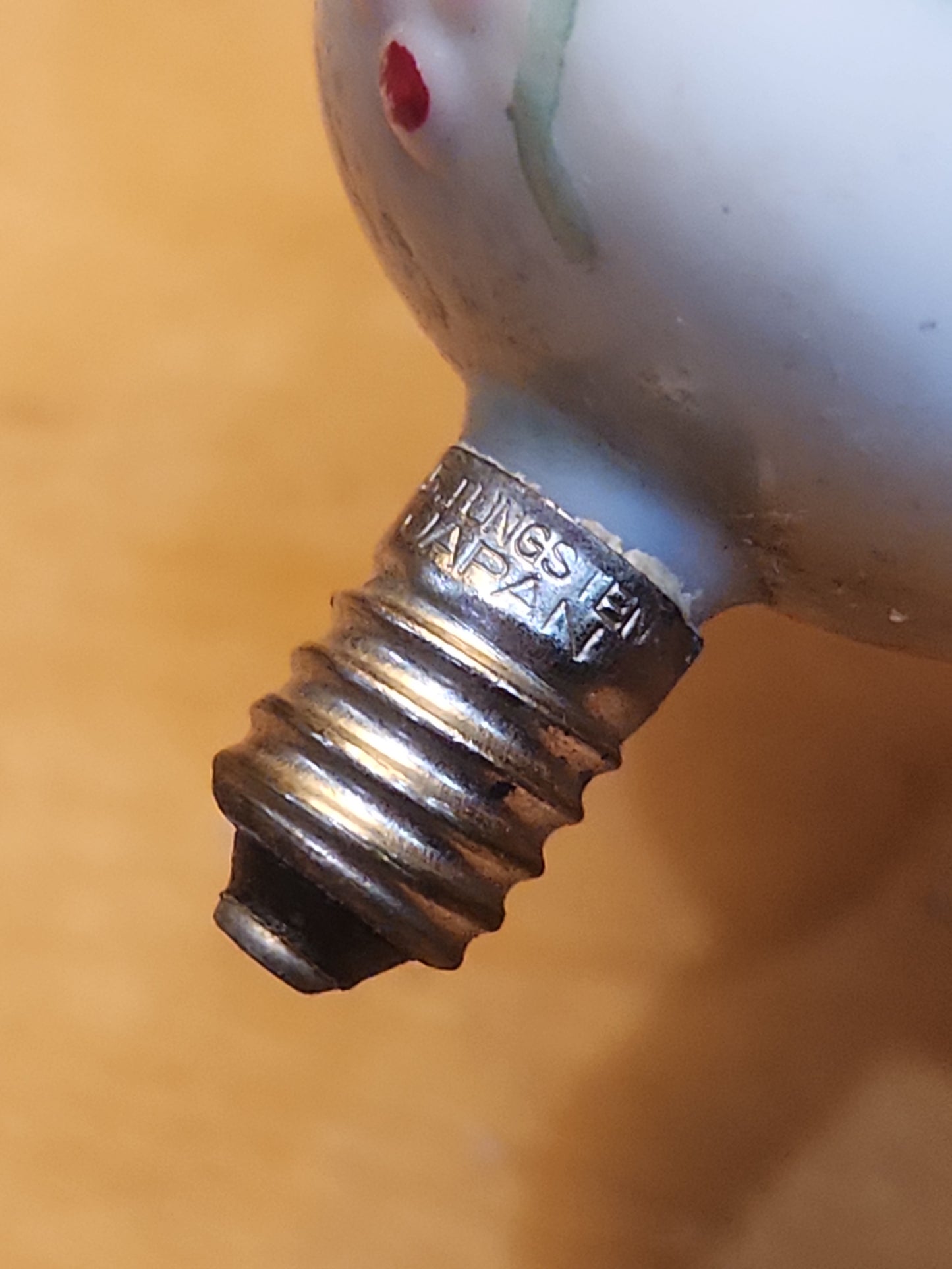 Vintage Bell Light Bulb Christmas Tree Ornament Holly Red Berries Pink Stripe LO1