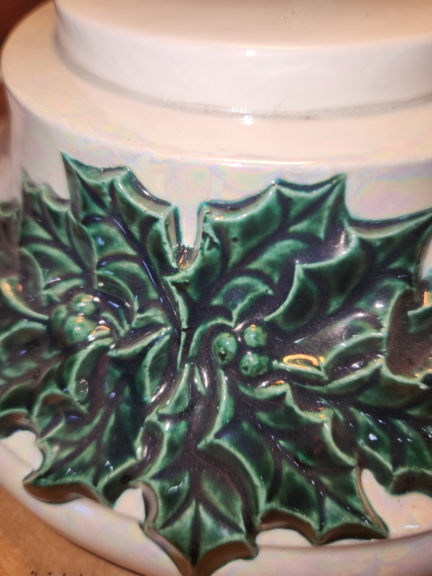 Vintage Ceramic Christmas Tree Base 1970s Iridescent Pearl NOTE: Base only