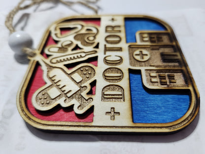 Wooden occupation ornaments or car charm -doctor