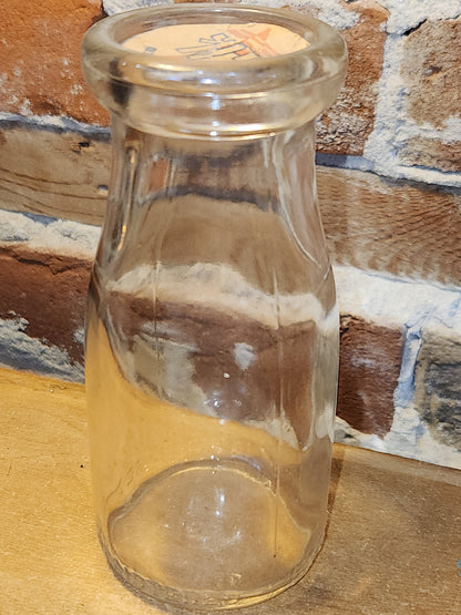 Vintage Milk Bottle Half Pint Clear Glass As Is Chip vmb60