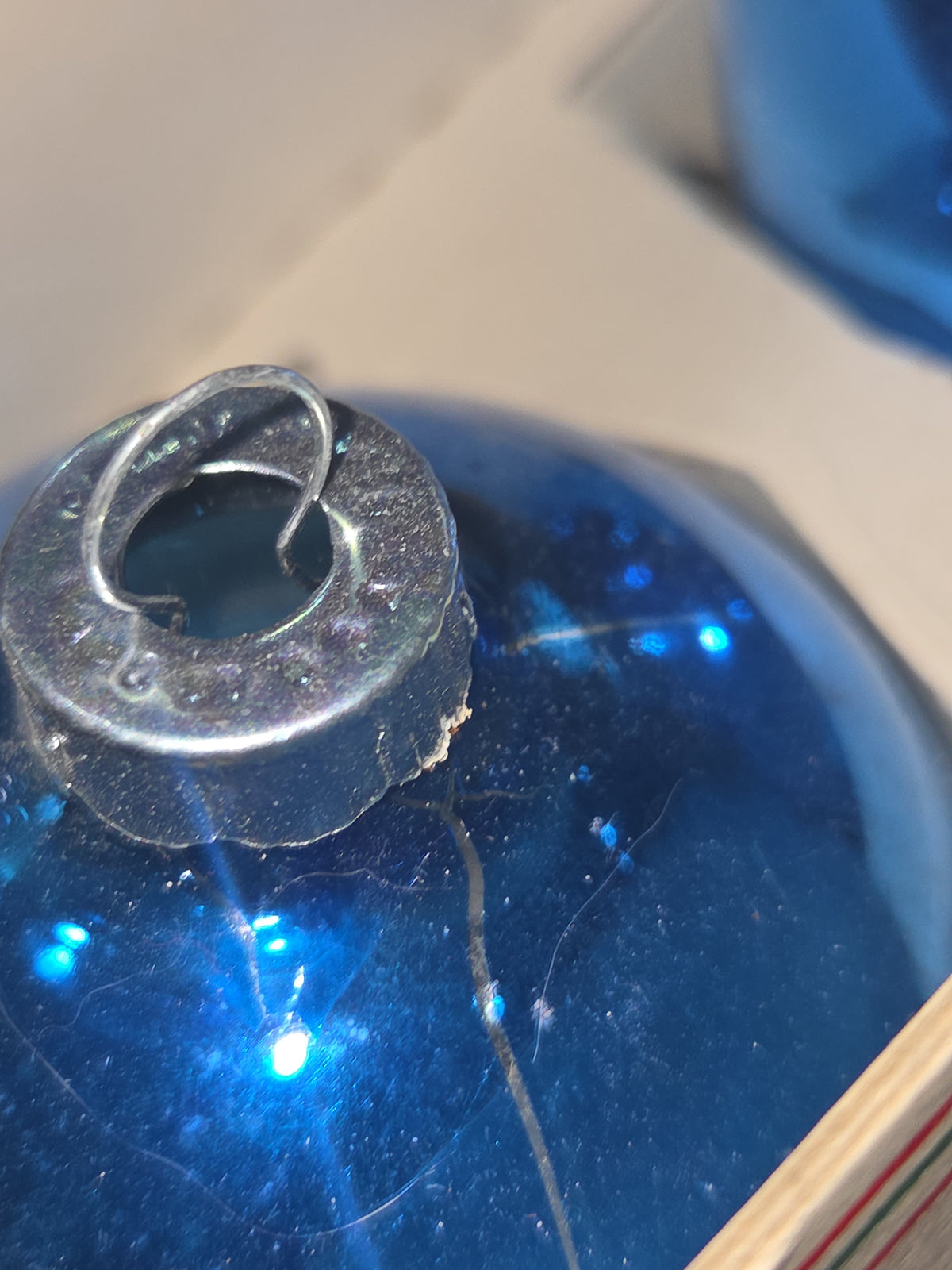 Vintage Shiny Brite Glass Christmas Ornaments Five 3" Blue Shades in Fanci-Pak Box As Is sb10