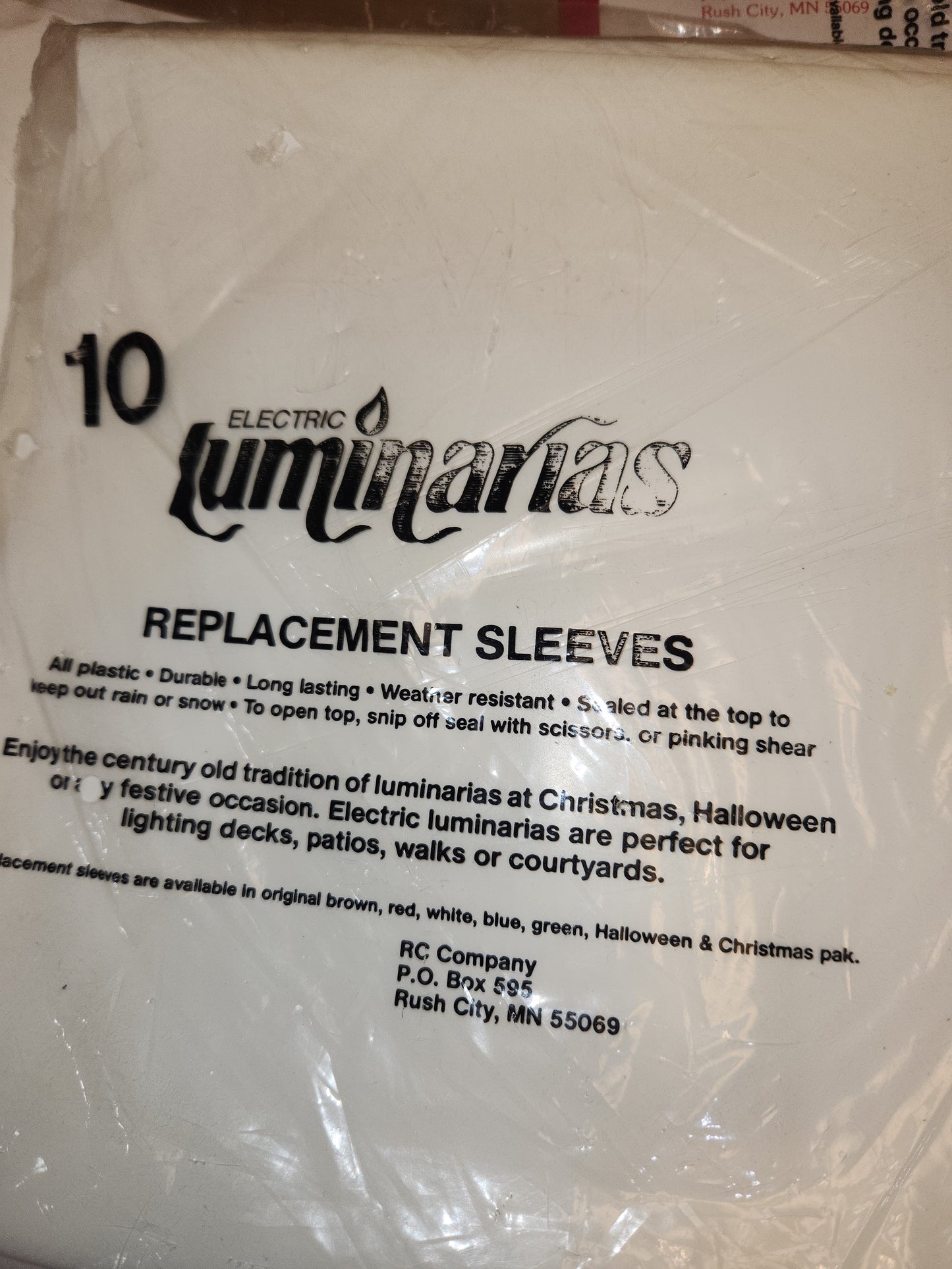 Vintage Luminaries Replacement Sleeves for Electric Outdoor Luminaria Feative-Lites R C Company set of 3