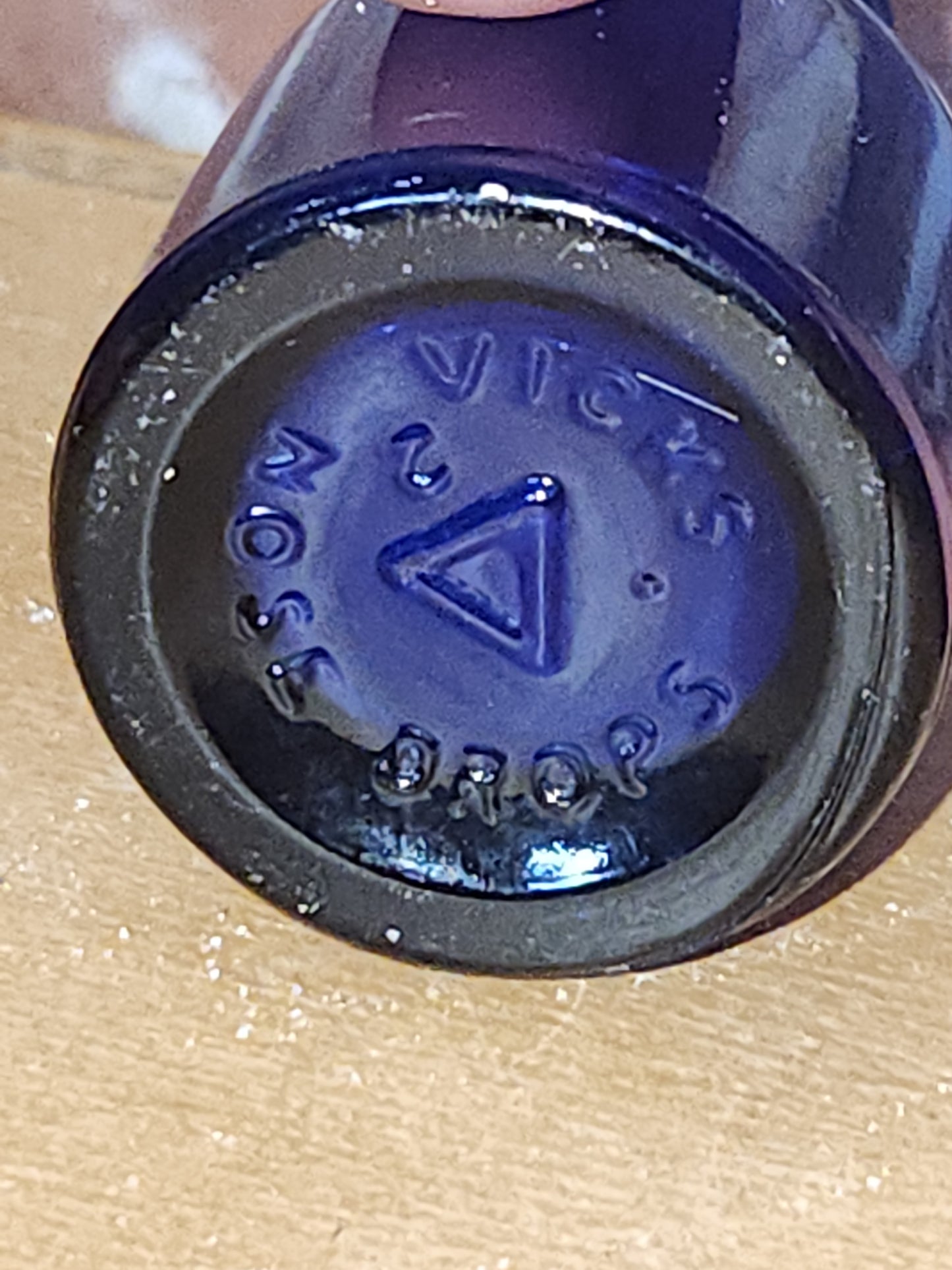 Vintage Vicks Cobalt Blue Glass Bottle Collectible Medicine Advertising VaTroNal
