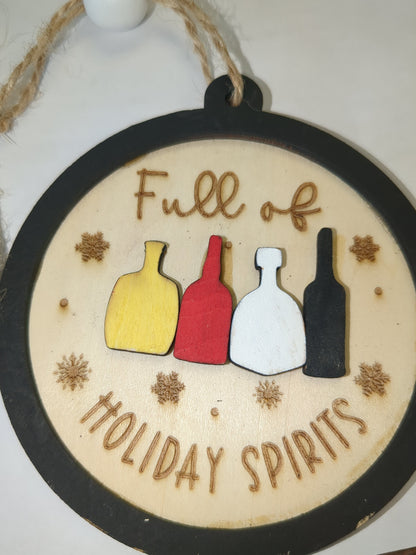 Wooden ornament or car charm. Full of holiday spirits.