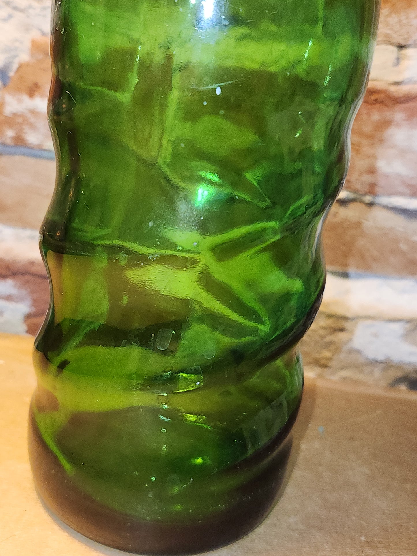 Vintage Soda Bottle Squirt Swirl Green Glass Large 1 Pint 12 oz