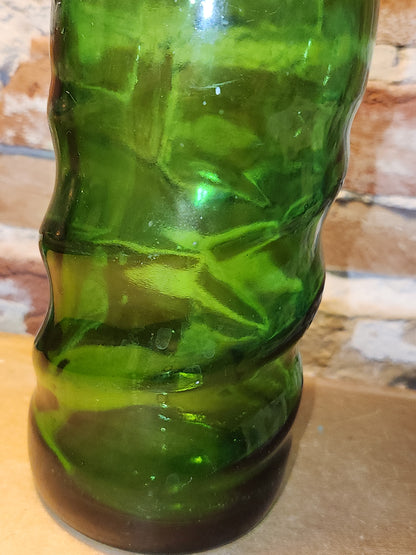 Vintage Soda Bottle Squirt Swirl Green Glass Large 1 Pint 12 oz