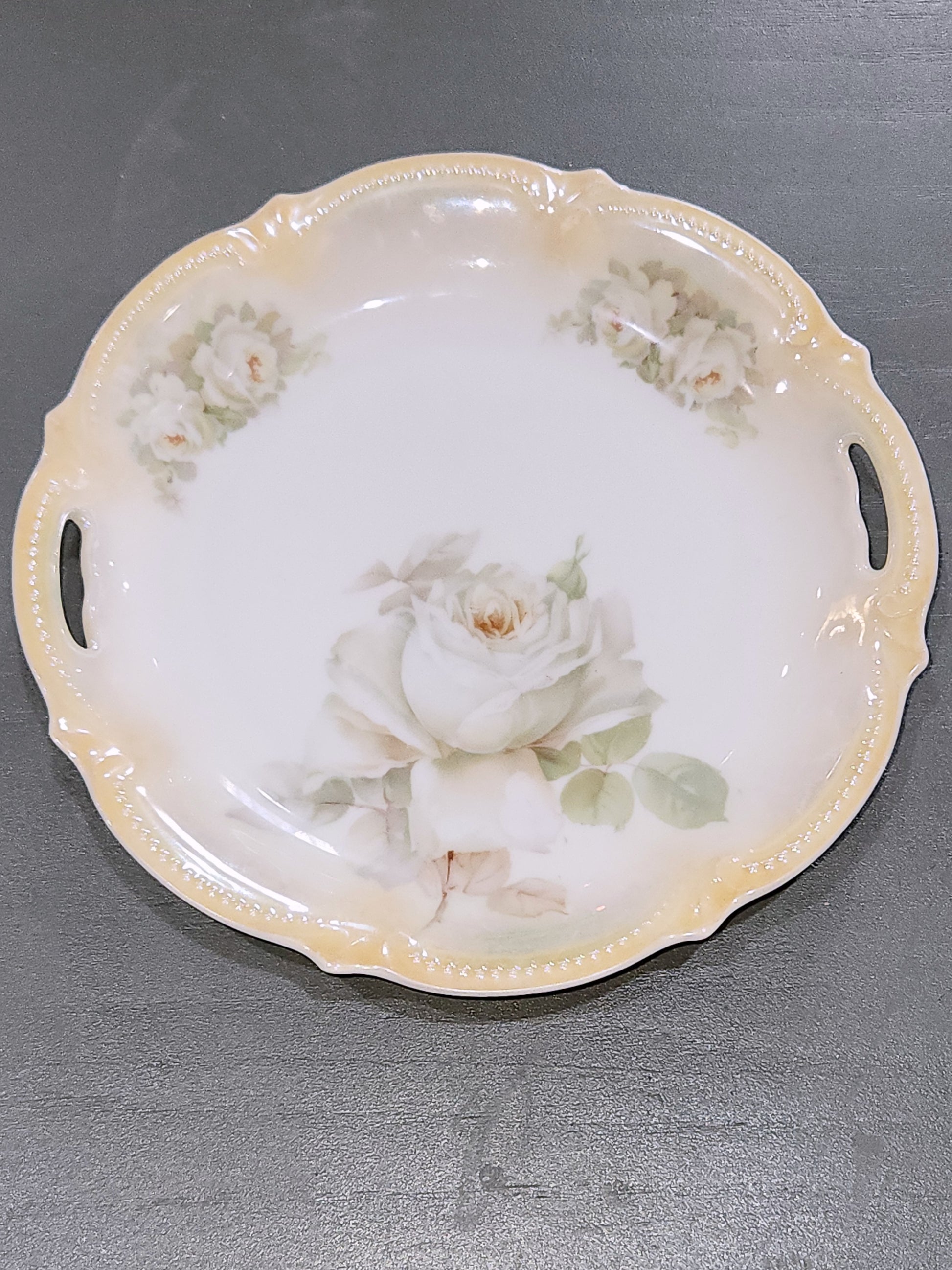 Antique Koenigszelt Silesia handled serving platter or plate. Germany pl77