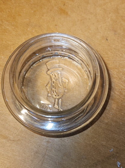 Vintage Anchor Hocking Planters Mr. Peanut Clear Glass Jar With Lid 1980s jr091