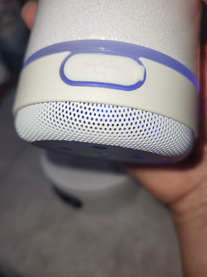 30 oz holographic rechargeable speaker on a tumbler sth1