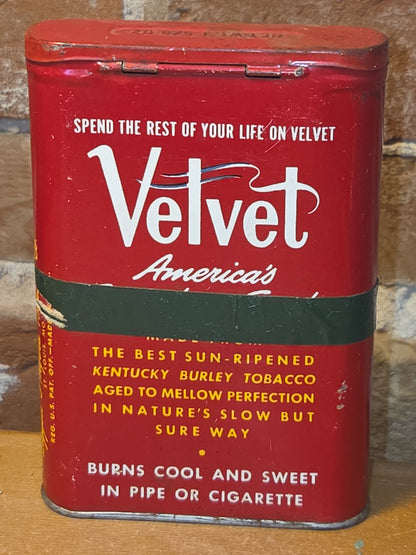 Vintage Tobacco Tin Velvet pipe and cigarette 1 5/8 oz Ligget & Myers AS IS Taped EMPTY tin714