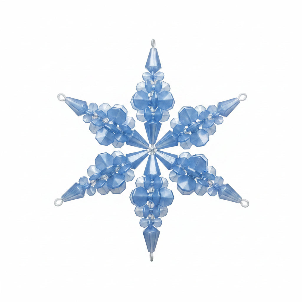 Blue Beaded Snowflake Ornament bs1