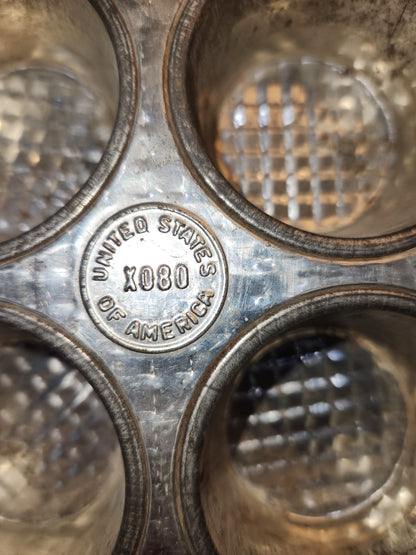 Vintage Ovenex Waffle Pattern Mini Cupcake Muffin Tin 8 muffins kit09