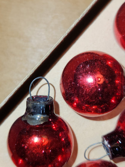Vintage Shiny Brite 24 Red Mercury Glass Feather Tree Ornaments 1/2 inch 15mm bo123