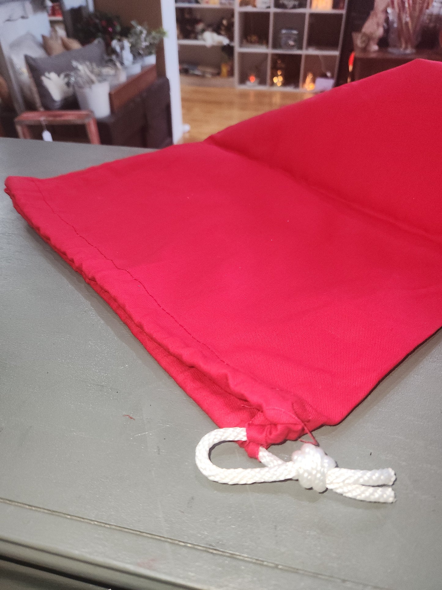 Vintage Christmas Avon Santa's Sack Gift Toy Bag Red Drawstring CLEARANCE 19" x 14" av12