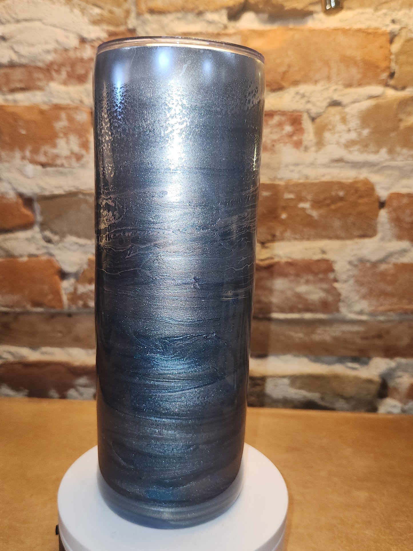 20 ounce stainless steel, Insulated, alcohol ink art Tumbler teal, Silver Blue AS IS CLEARANCE ai91