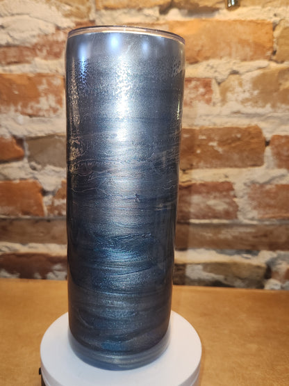 20 ounce stainless steel, Insulated, alcohol ink art Tumbler teal, Silver Blue AS IS CLEARANCE ai91
