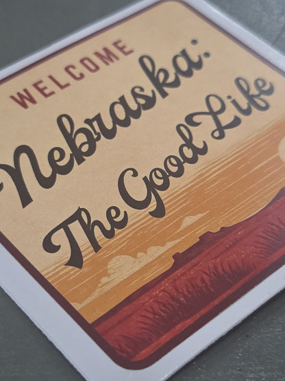 Nebraska Stickers 3" Nebraska The Good Life
