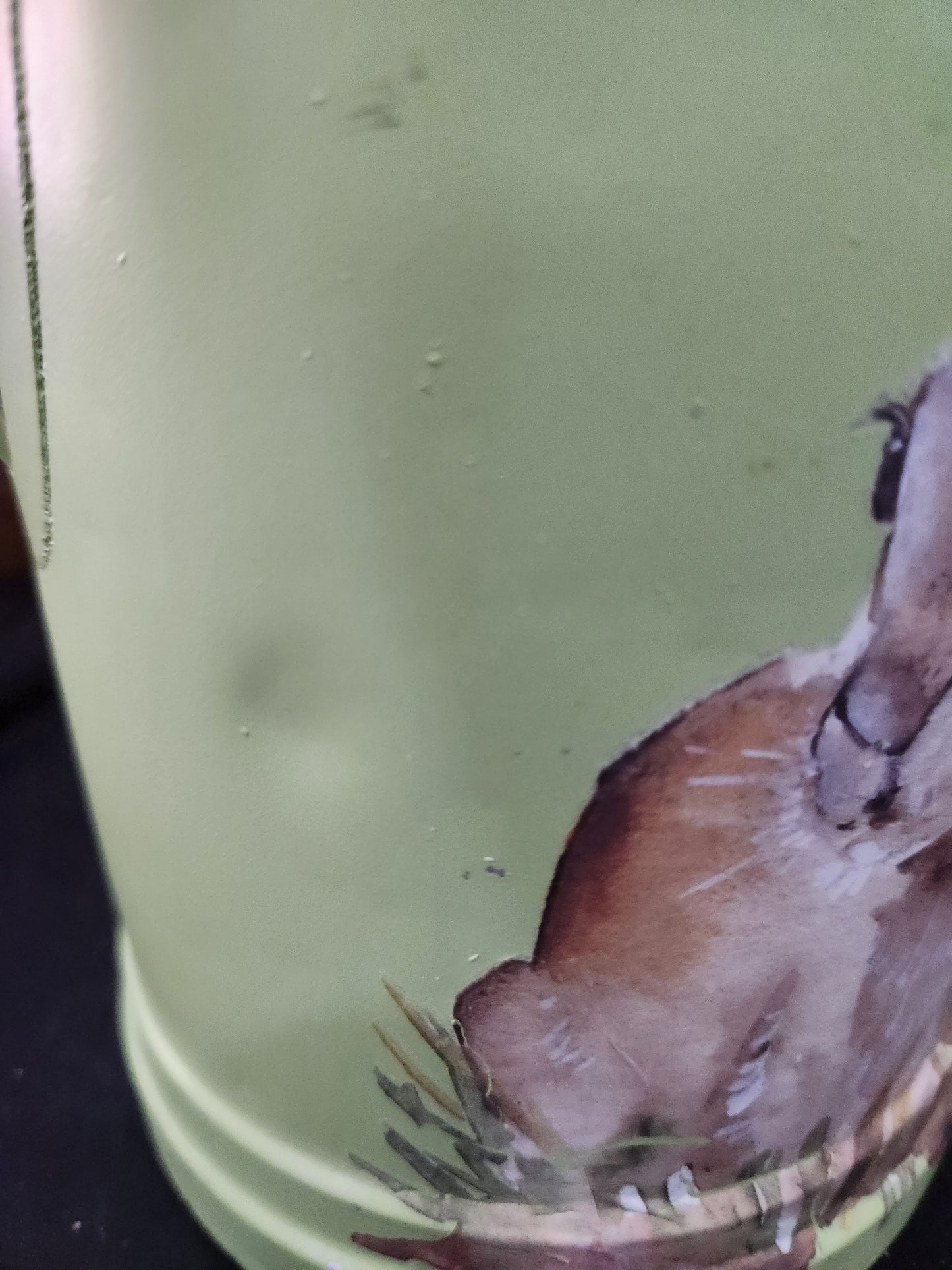 Vintage Green Aluminum Coffee Pot with a Bunny NO LID