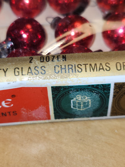 Vintage Shiny Brite 24 Red Mercury Glass Feather Tree Ornaments 1/2 inch 15mm bo123