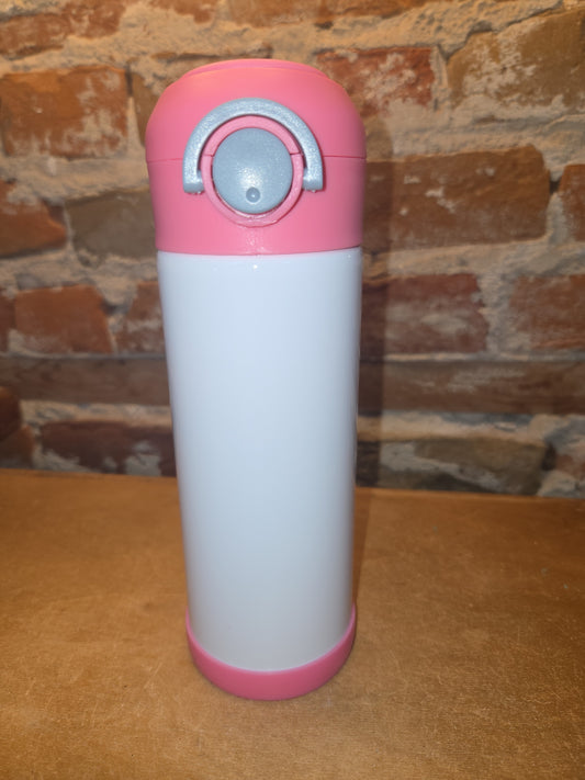 Custom Order Kid's 12 oz Tumbler Sippy Cup with Pink Flip Top Lid