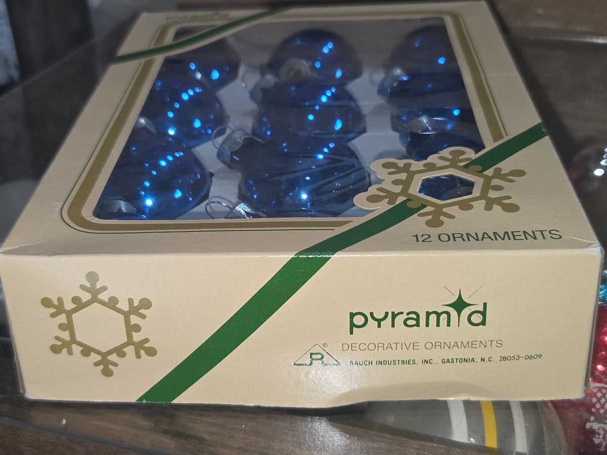 Vintage Pyramid Ornaments Blue set of 12 bo012