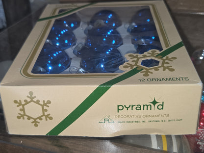 Vintage Pyramid Ornaments Blue set of 12 bo012