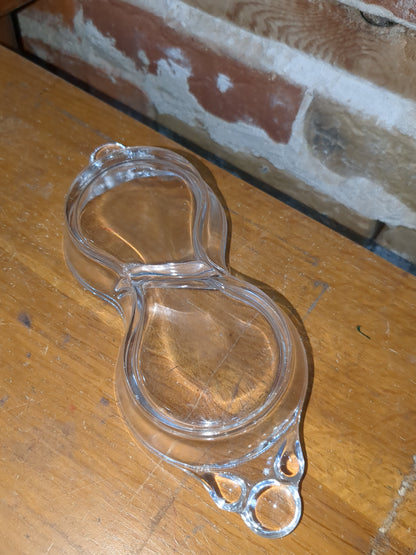 VINTAGE Glass Oval Divided Pickle Relish Dish Tidbit Tray ~ Unusual Design!