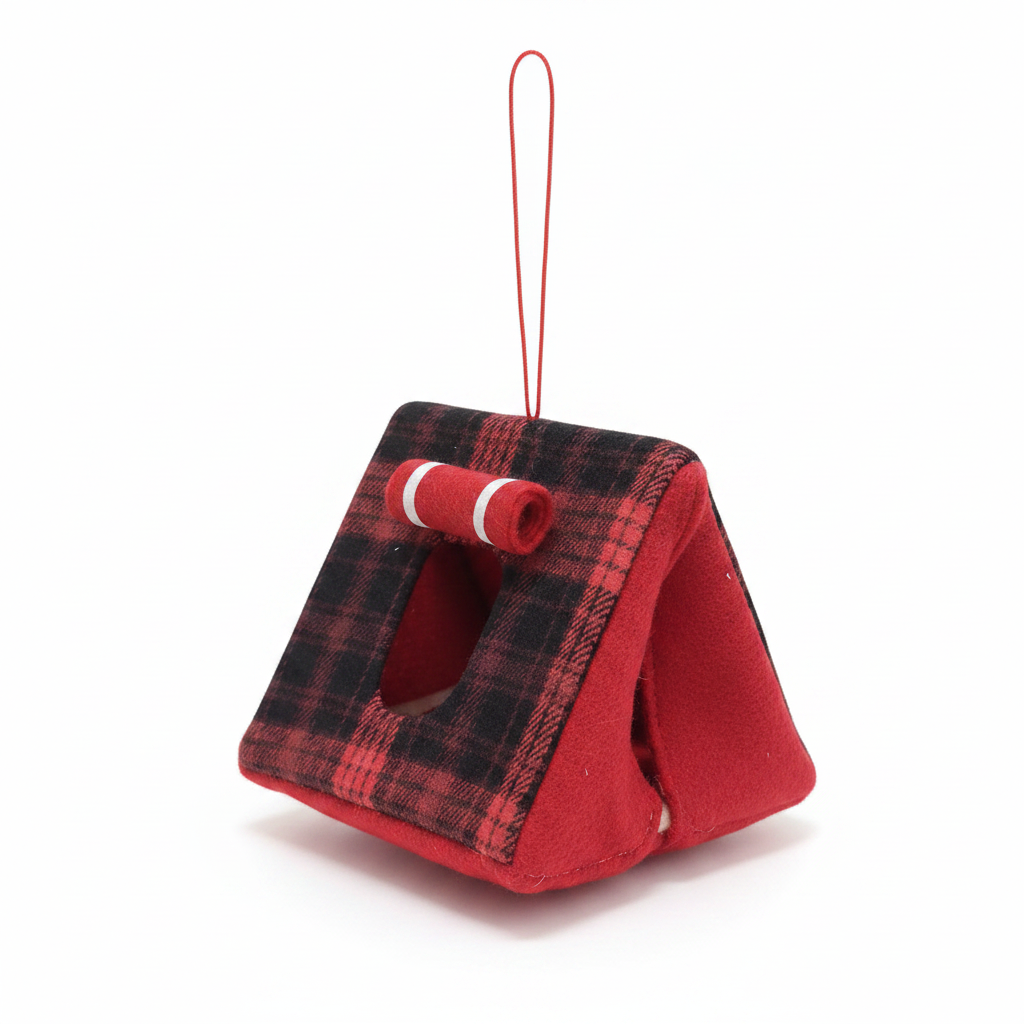 Tent Ornament Plaid Fabric with Rolled Window Flap o91