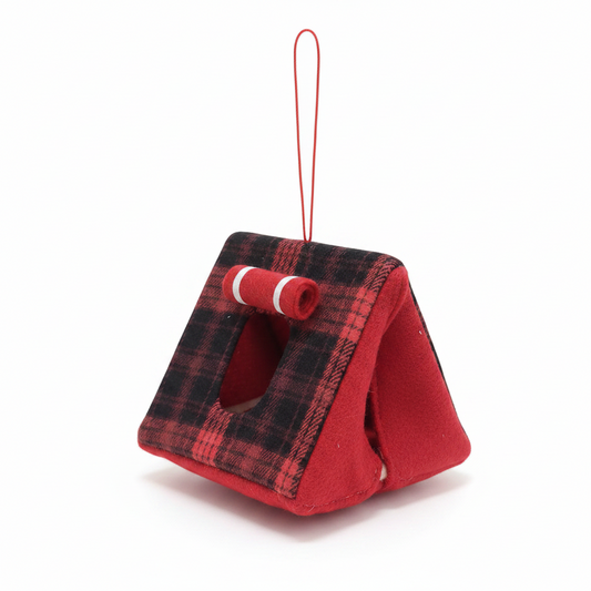 Tent Ornament Plaid Fabric with Rolled Window Flap o91