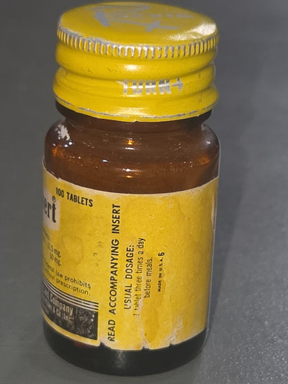 Vintage Medicine Bottle Antivert Amber Brown Glass J B Roerig and Company EMPTY vmb08