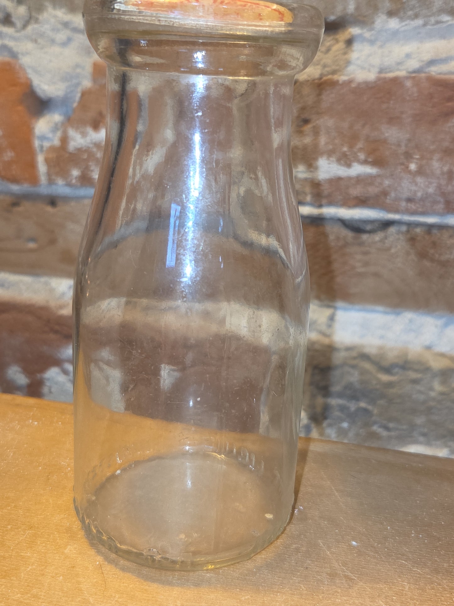 Vintage Milk Bottle Duraglas Half Pint Clear Glass vmb59