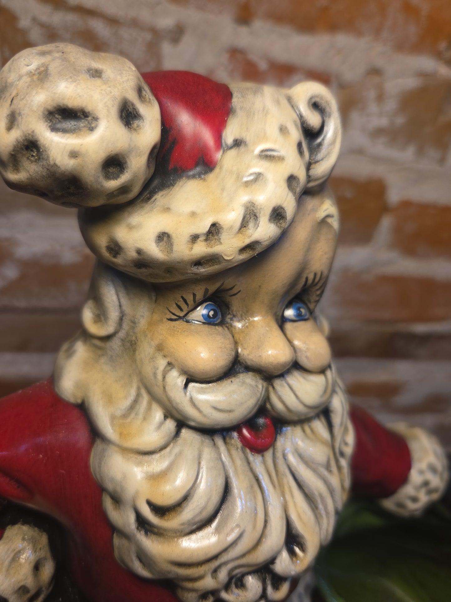Vintage Royall Mold Ceramic Planter Santa Claus Bell Toy Bag