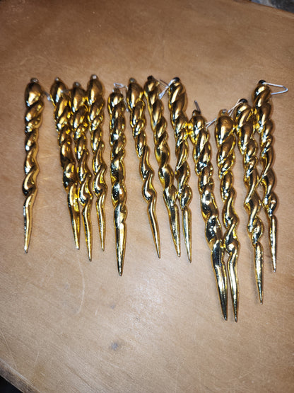 Vintage Plastic Icicle with Clips Set of 12 Icycle