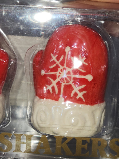 Mini Red Mitten Salt Pepper Shaker Set Amscan Ceramic Christmas Table Setting sps8
