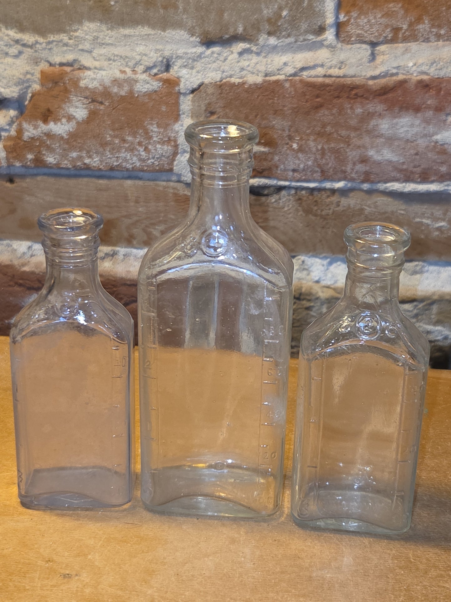 Vintage Medicine Bottles Clear Glass Illinois Glass Company Set of 3 vmb09