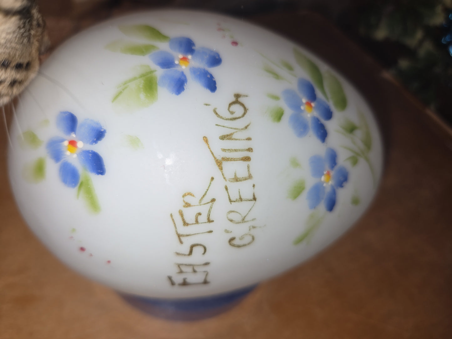 Antique Victorian Glass Blown Easter Egg Hand Painted AS IS eeg6