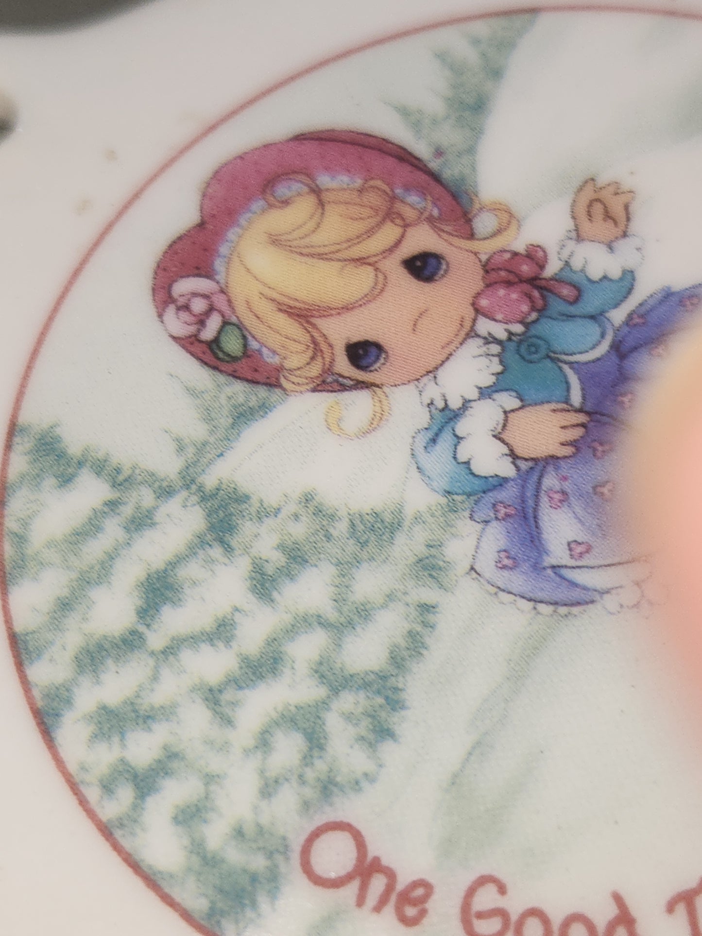 Precious Moments Ornament  Round Porcelain 2001 Ice Skater Love 2 Sided 3"